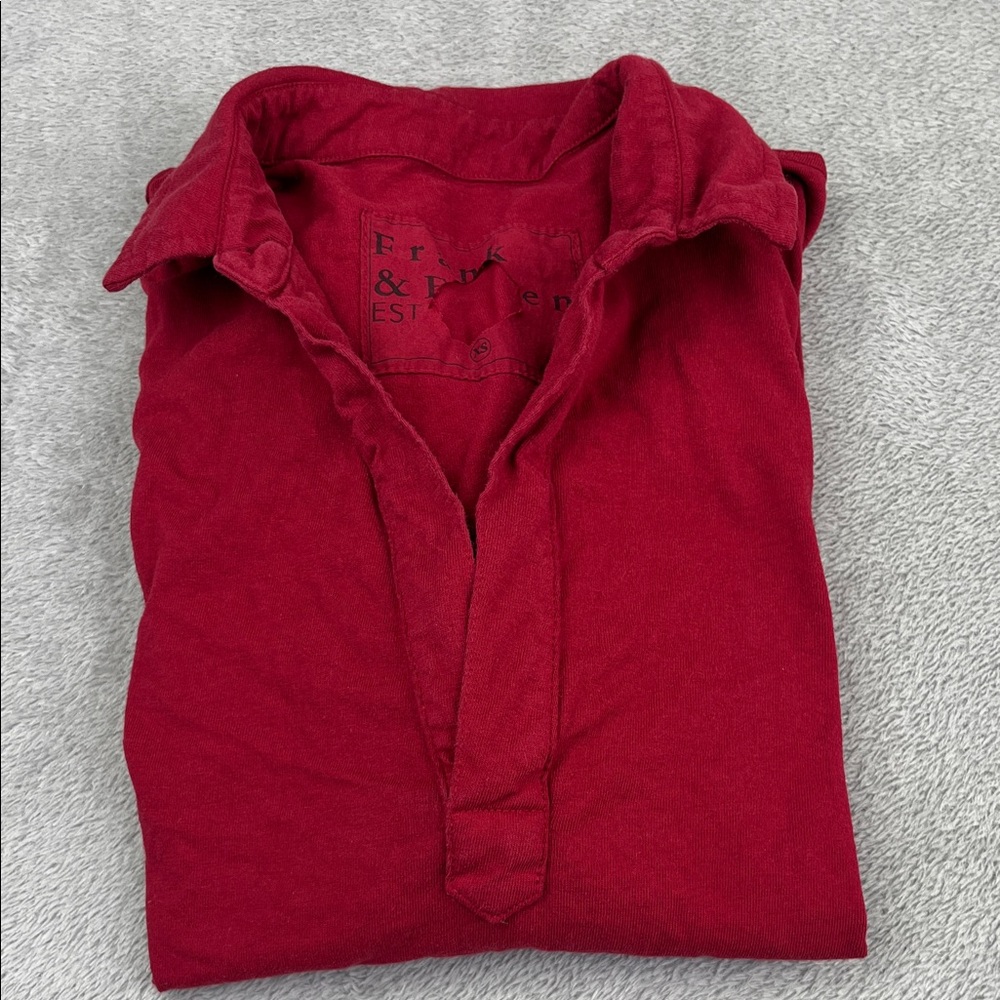 NEW Frank & Eileen XS 100% Cotton Red Patrick Popover Made in USA